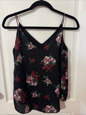 Express Black Floral V-Neck Spaghetti Strap Cami